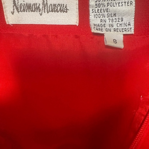 Bill Blass Vintage  Red Sheath Dress with Pleated Sleeves - Picture 11 of 12